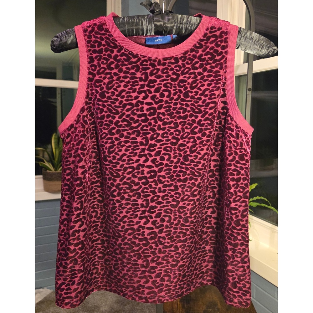 Apt. 9 Leopard Print‎ Velvet Tank Top Sleeveless Casual Purple S